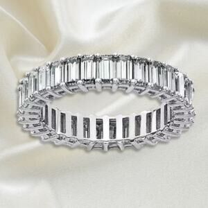 Certified 3.5 cttw  Emerald CutMoissanite Wedding Eternity Band S 8 Tennis Ring